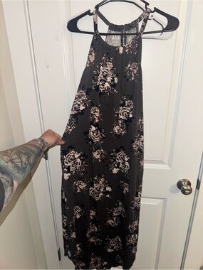 Maurices Black Floral Sleeveless Dress